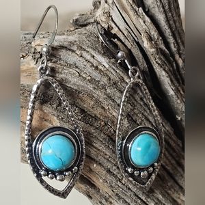Wheeler Turquoise Sterling Silver finish drop earrings. NWT. Made in USA.